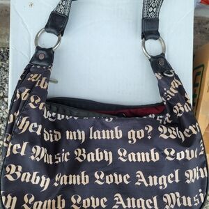 Lesportsac Black and Cream 'Baby Lamb' Script Shoulder Bag